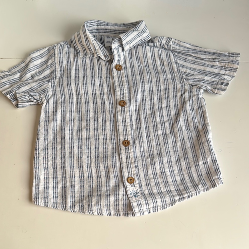 Striped Kids Shirt with Wooden Buttons